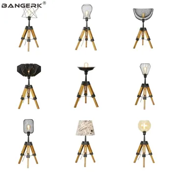 

Retro Loft Decor Table Lamp Base Lampstand Iron Wood Desk Lamps Button Switch Plug Edison LED Lights For Bedroom Living Room