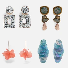 Лучшие леди новые богемные серьги Za из смолы для женщин элегантные свадебные ювелирные изделия с искусственным жемчугом Висячие вечерние серьги