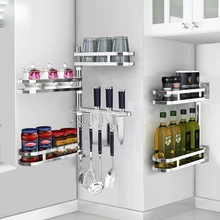 304 нержавеющая сталь приклеиваемая/ударная кухонная угловая полка настенная подвесная полка для хранения приправ, подвесная полка, принадлежности