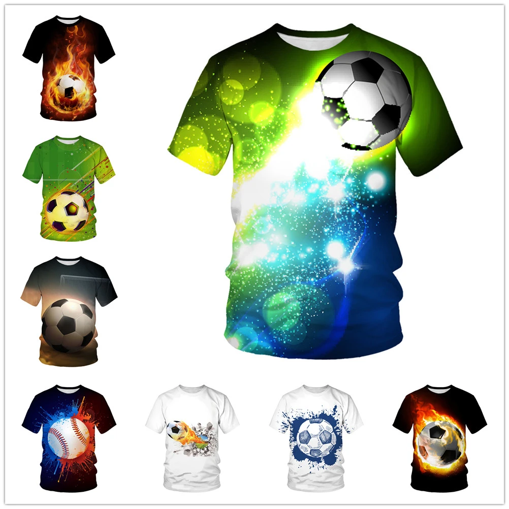 Camiseta de fútbol informal para niños y niñas, camisetas con estampado divertido de fútbol de fuego para niños y niñas, de cumpleaños para bebés de 4 a 13 años|Camisetas| - AliExpress