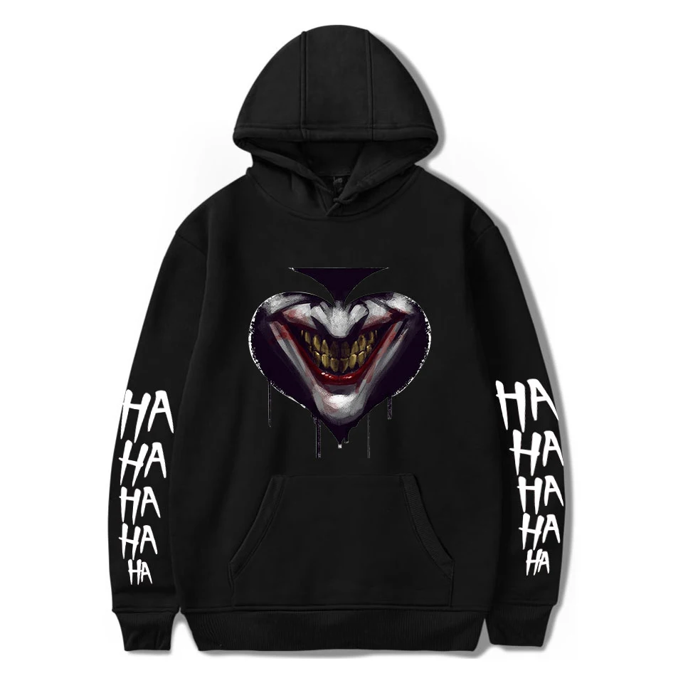 Joker moda caliente adecuado Sudadera con capucha niños niñas cómodos hombres mujeres Casual nuevos pulóveres Joker con capucha Popular negro Hoodies tops