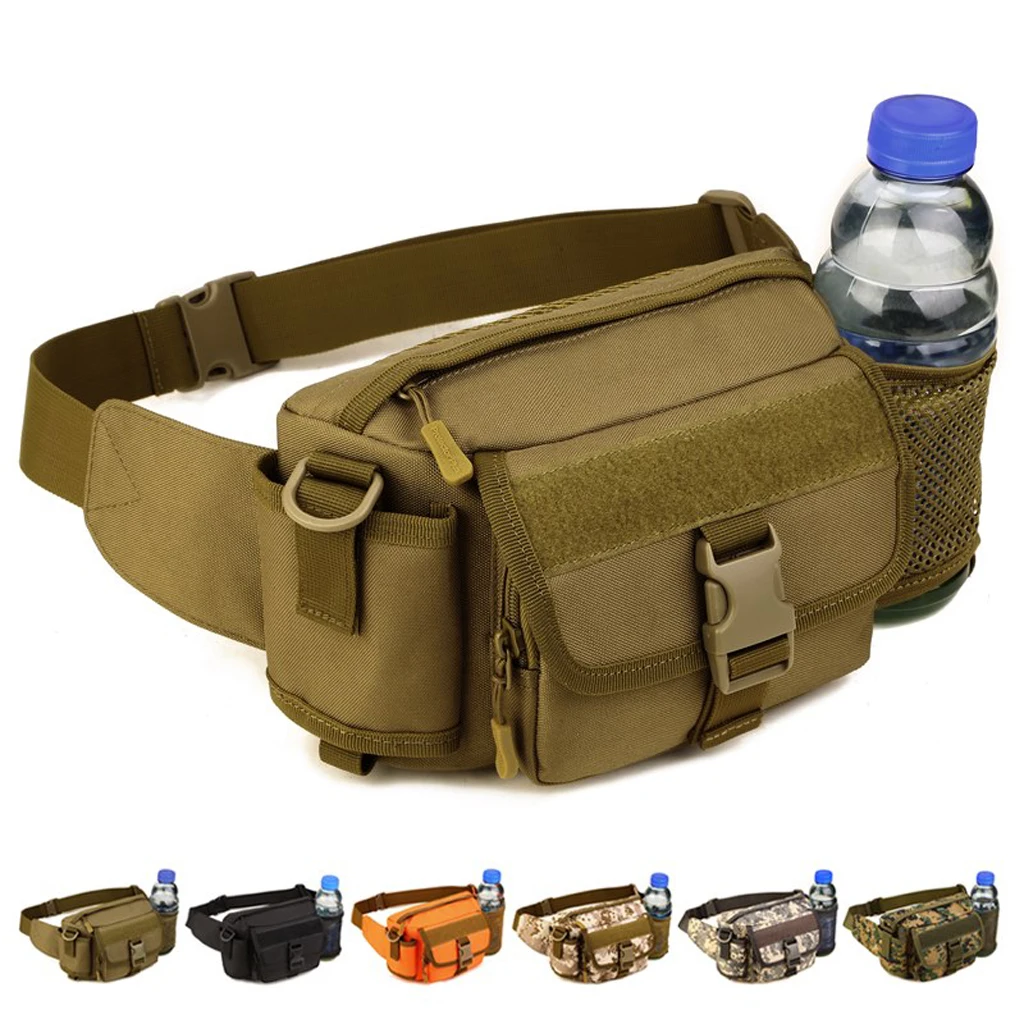 Tactical Outdoor Hiking Travel Water Bottle Belt Fanny Pack Waist Bag Bum Pouch for Camping Hiking Mountaineering Cycling Travel