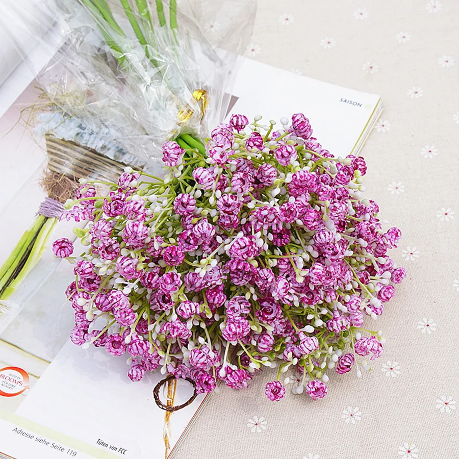 Purple red Гипсофилы пластиковые цветы искусственные 12 шт. DIY Свадебный Цветочный букет свадебная композиция домашний обеденный стол Декор детское дыхание - Цвет: Purple red