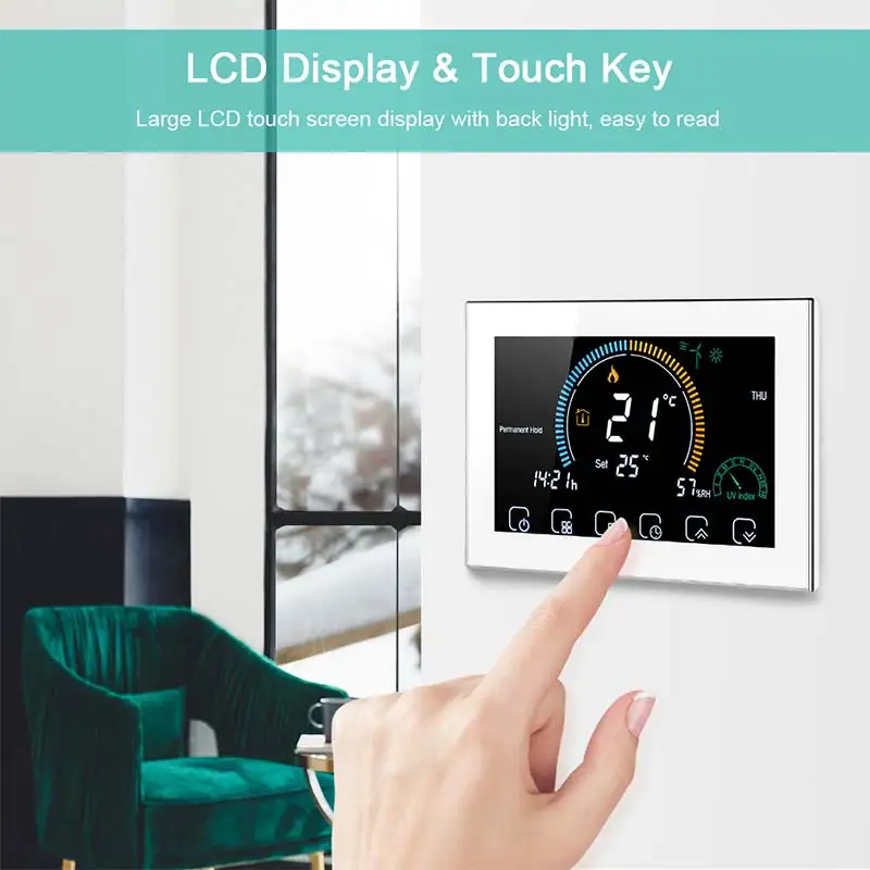 

Switchable Wi-Fi Smart Thermostat Voice APP Control Backlit LCD Water/Gas Boiler Heating Thermostat