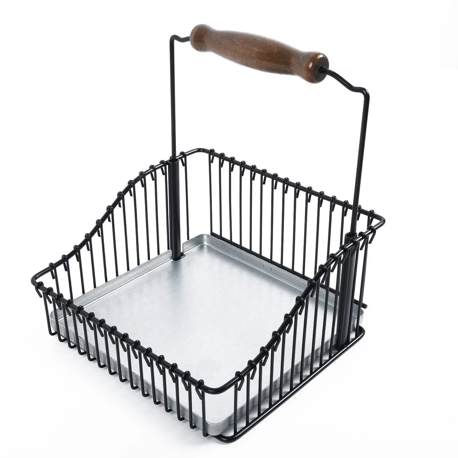 Стальная корзина для хранения полка с ручкой черный специй трав уксуса обработка