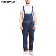 INCERUN, модный мужской джинсовый комбинезон, Повседневная Уличная одежда, комбинезон на подтяжках, с карманами, мужские джинсы, комбинезон, индивидуальная рабочая одежда, 5XL