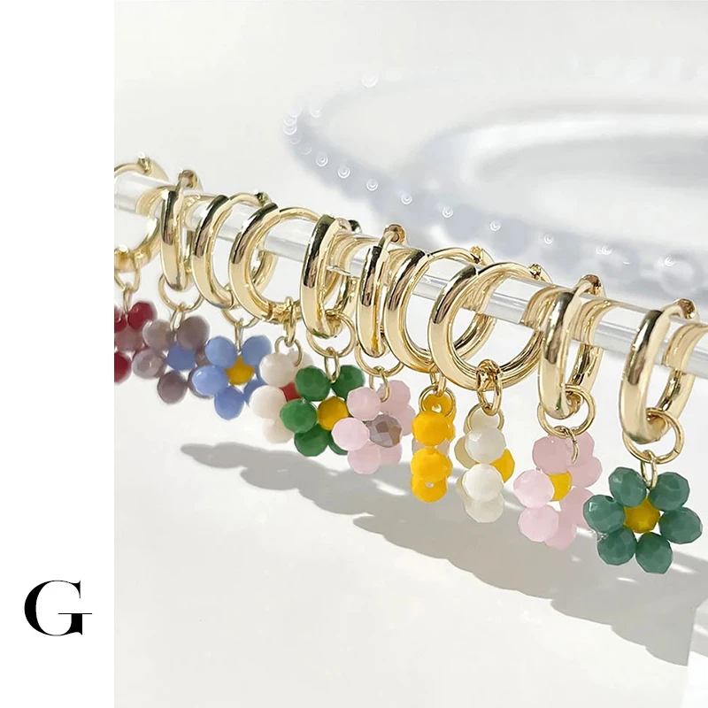 Серьги-кольца GHIDBK в стиле бохо женские акриловые украшения виде маргариток