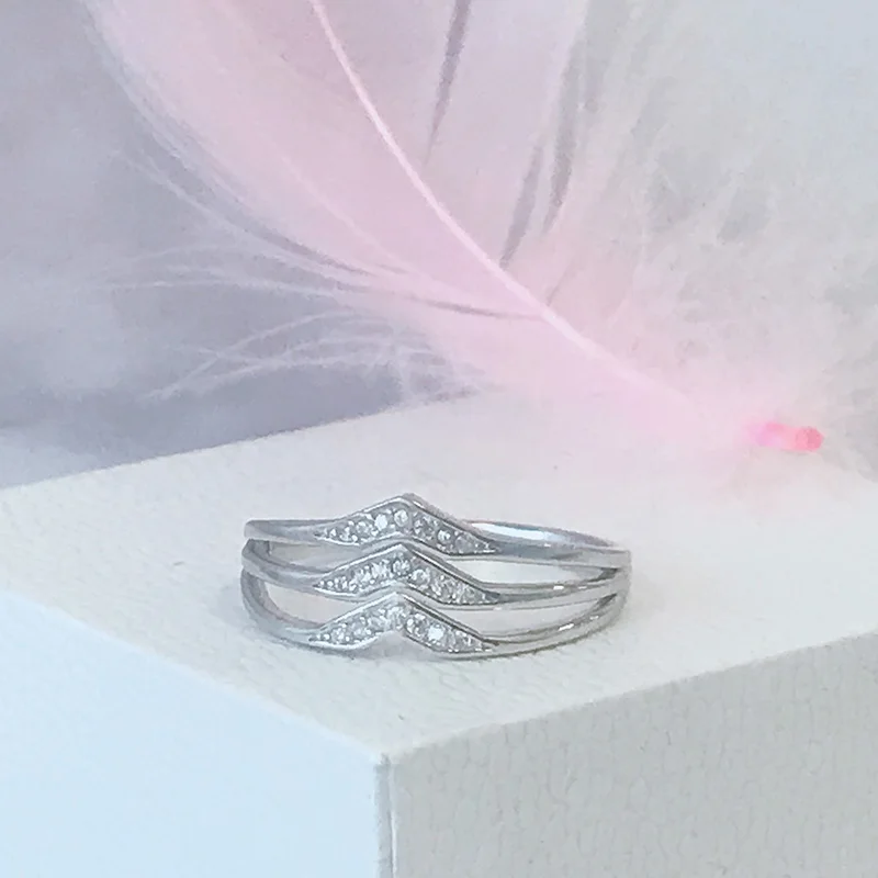 

New Elegant Rings 100% 925 Sterling Silver Jewelry waves Rings for Women Jewelry Making Wedding Gifts