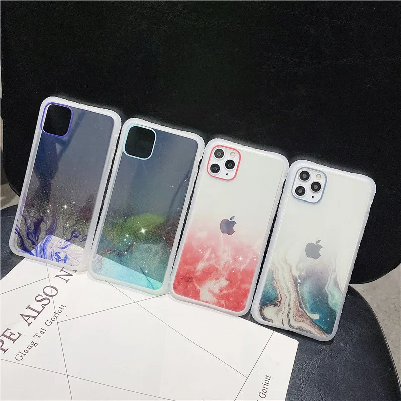 Блестящий чехол для телефона с градиентной мраморной текстурой iPhone 11 Pro XR XS Max X 6S 7