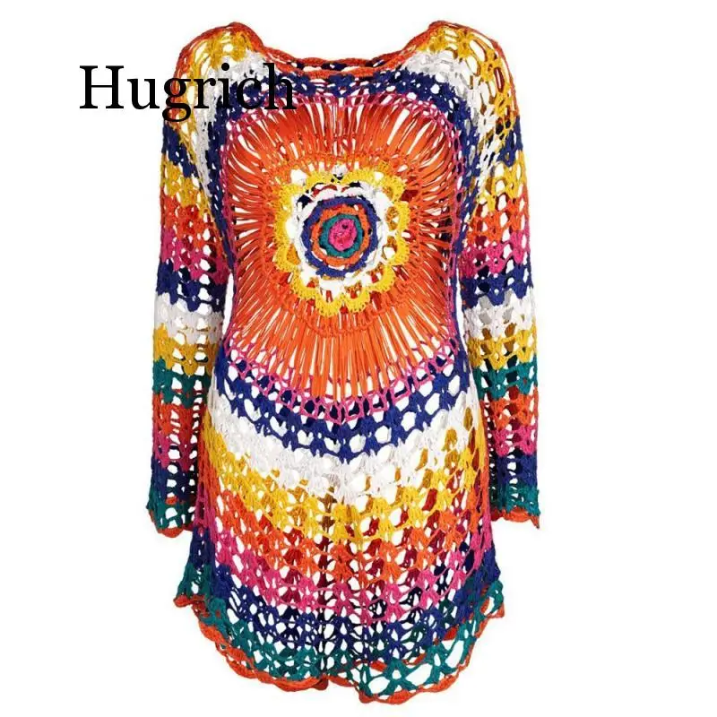 2020 Summer Casual Hollow Out Bikini Beach Cover Up Fishnet Crochet Beach Dress Women Swimwear Beach Wear Pareo Saida De Praia
