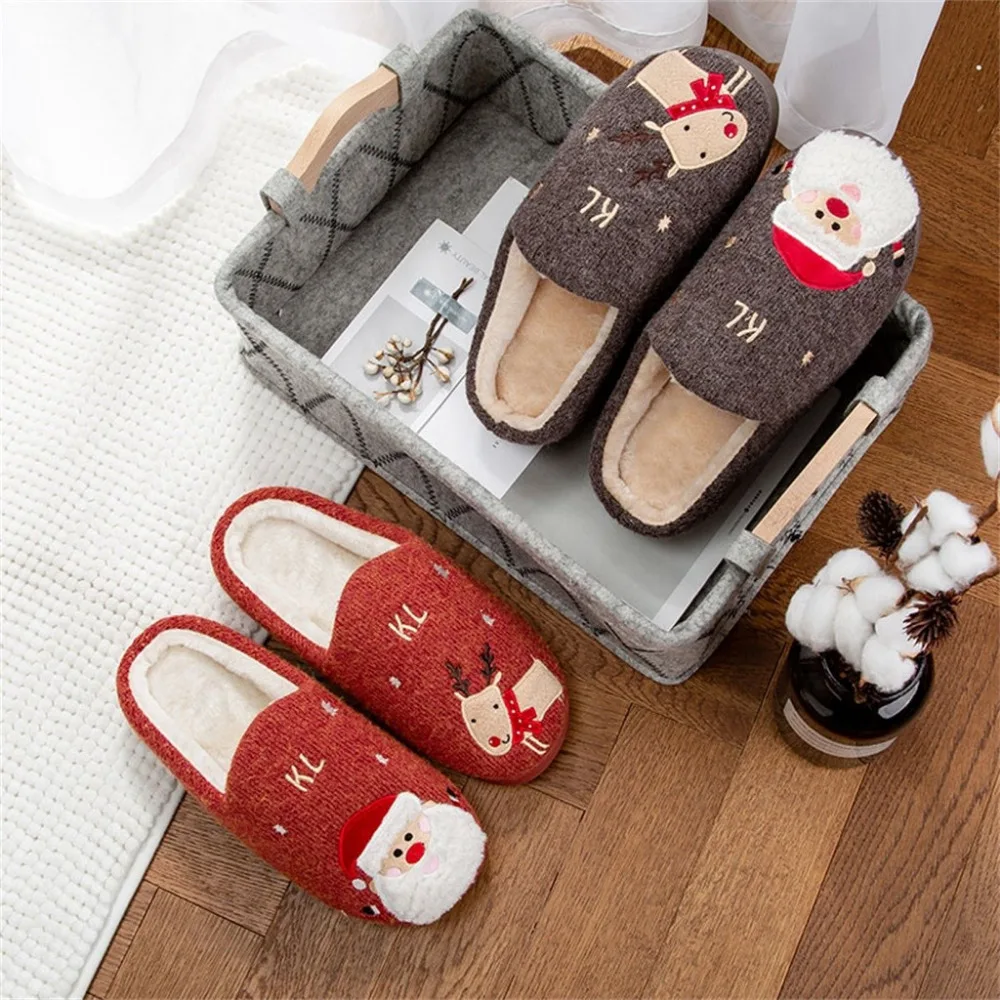 Women Winter Slippers Christmas Platform Flat With Warm Floor Home Cuty Santa Deer Shoe woman Soft Plush Non-slip Slippers