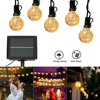 

7.5M 25 Light Blubs Solar G40 Waterproof Warm Light Bulb String with 3 Modes for Patio / Backyard / Party / Holiday Decoration