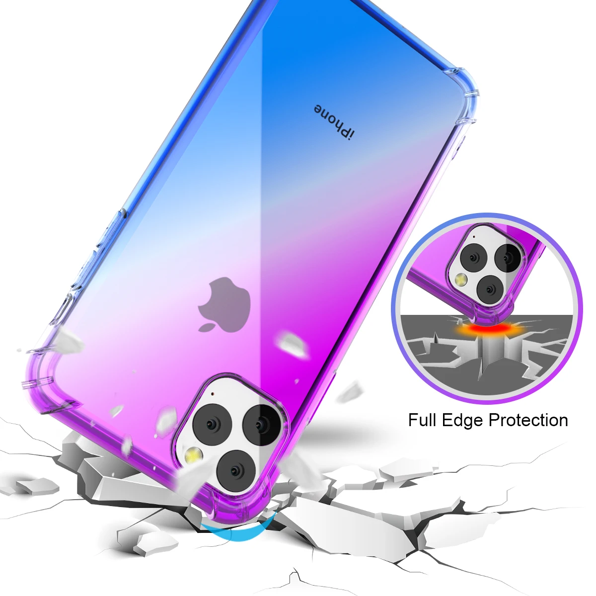 Для iPhone 11 11 Pro 11 Pro Max Силиконовый противоударный чехол с защитой от царапин градиентного цвета мягкий чехол из ТПУ для iPhone 11 чехол прозрачный