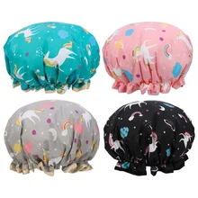 Толстые 4 шт. водонепроницаемые шапки для ванной, двойной слой, покрытие для волос для душа, женские принадлежности, шапочки для душа, аксессуары для ванной комнаты