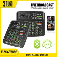 XTUGA Mixer Audio DJ Console with Mobile Phone Live Broadcast Function,Bluetooth,Monitoring,USB for PC Recording,Live Broadcast