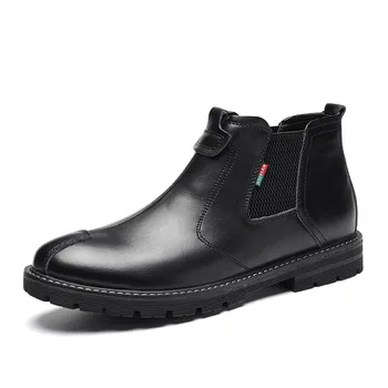 

British Men's Chelsea Boots Fashion Retro Mid Boots Outdoor Casual Plus Velvet Martin Boots
