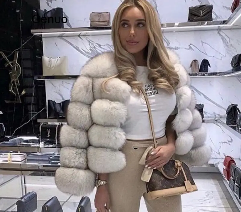 Women Winter Warm Faux Fox Fur Overcoat High