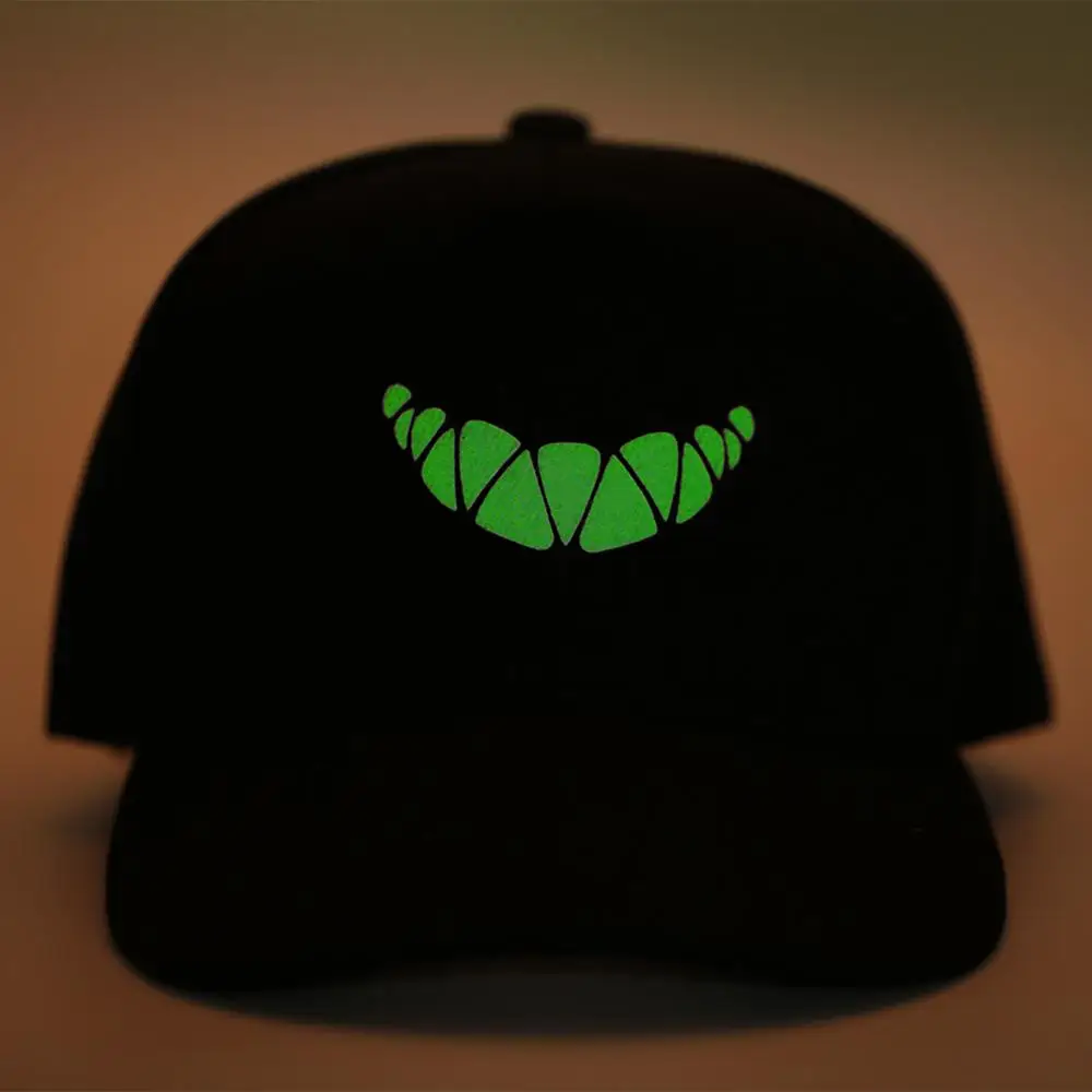 Мужские флуоресцентные бейсболки женские клыки Snapback шляпа светящаяся на