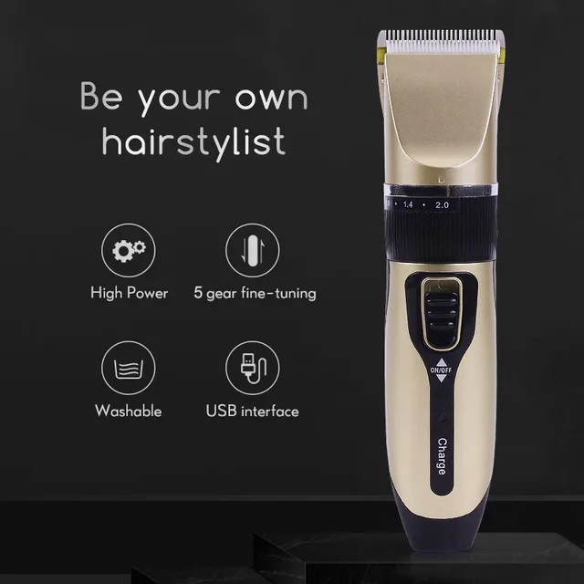 $US $14.16  Professional Hair Trimmer USB Rechargeable Electric Hair Clipper Mens Beard Trimmer Adjustable Cera