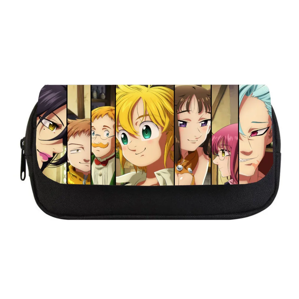 

Anime The Seven Deadly Sins Pencil bag Women Makeup Bag Child girls Pencil Case Student Double Zipper pencil Bag Handbag Purse