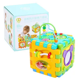 

Baby Activity Cube Toddler Toys 6 in 1 Shape Sorter Baby Activity Play Centers DXAD