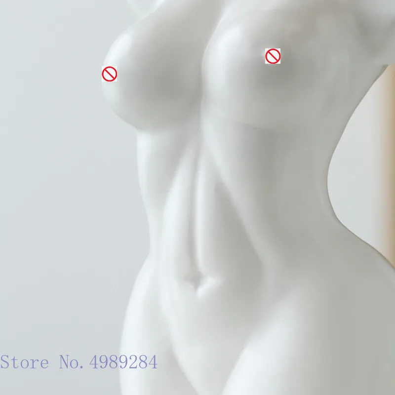 Human Body Ceramic Vase Black and White Nude Abstract Human Female Naked Girl Flower Vase Home Decoration Crafts Ornaments 4