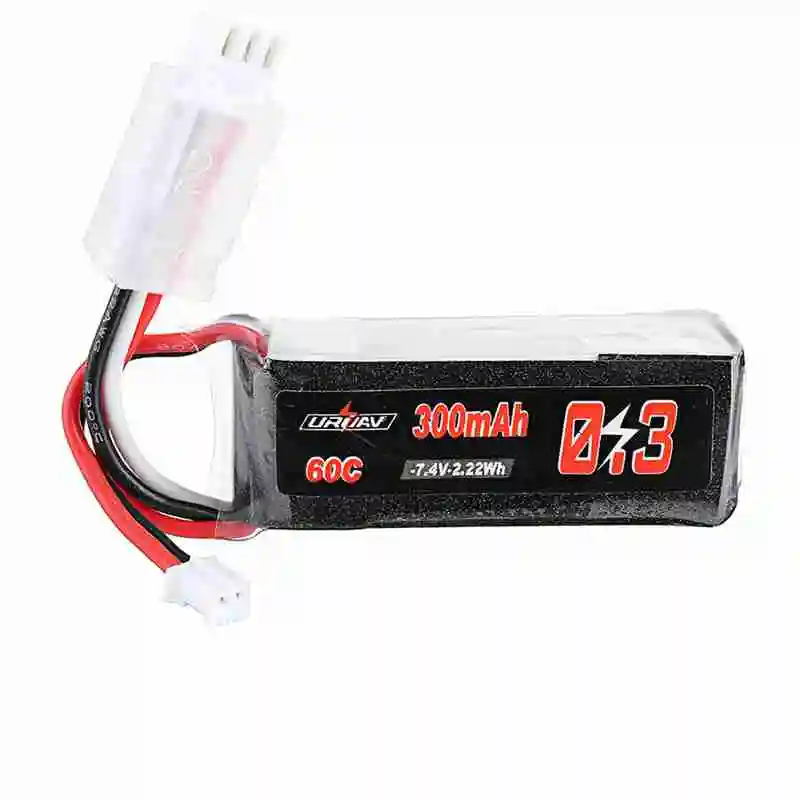 

URUAV 7.4V 300mAh 60C 2S Lipo Battery PH2.0 Plug for RC Drone Helicopters Airplane Car Toy Battery Parts Accessories FPV Racing