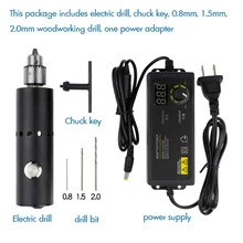  Electric Mini Drill 0.3-6.5mm 3V-24V Rotary Tool Kit Variable Speed with Self-Lock Switch, Cooling Holes, for Grinding, Cutting 