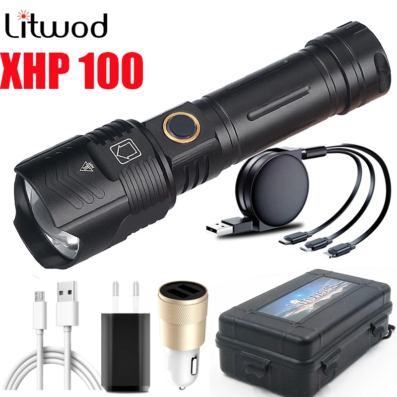XHP100 9-ти жильная высокое качество светодиодный фонарик USB Перезаряжаемые