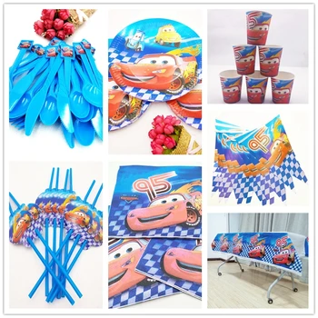 

82pcs DISNEY Lightning Mcqueen Tablecloths Birthday Party Supplies Cartoon Disposable PE Plastic Birthday Party Set