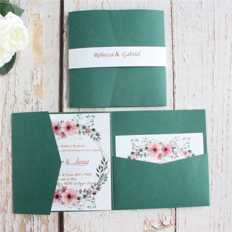 Nuova busta di vendita calda busta di carta personalizzata per matrimonio  busta per invito a nozze verde confezione 5x7 - AliExpress