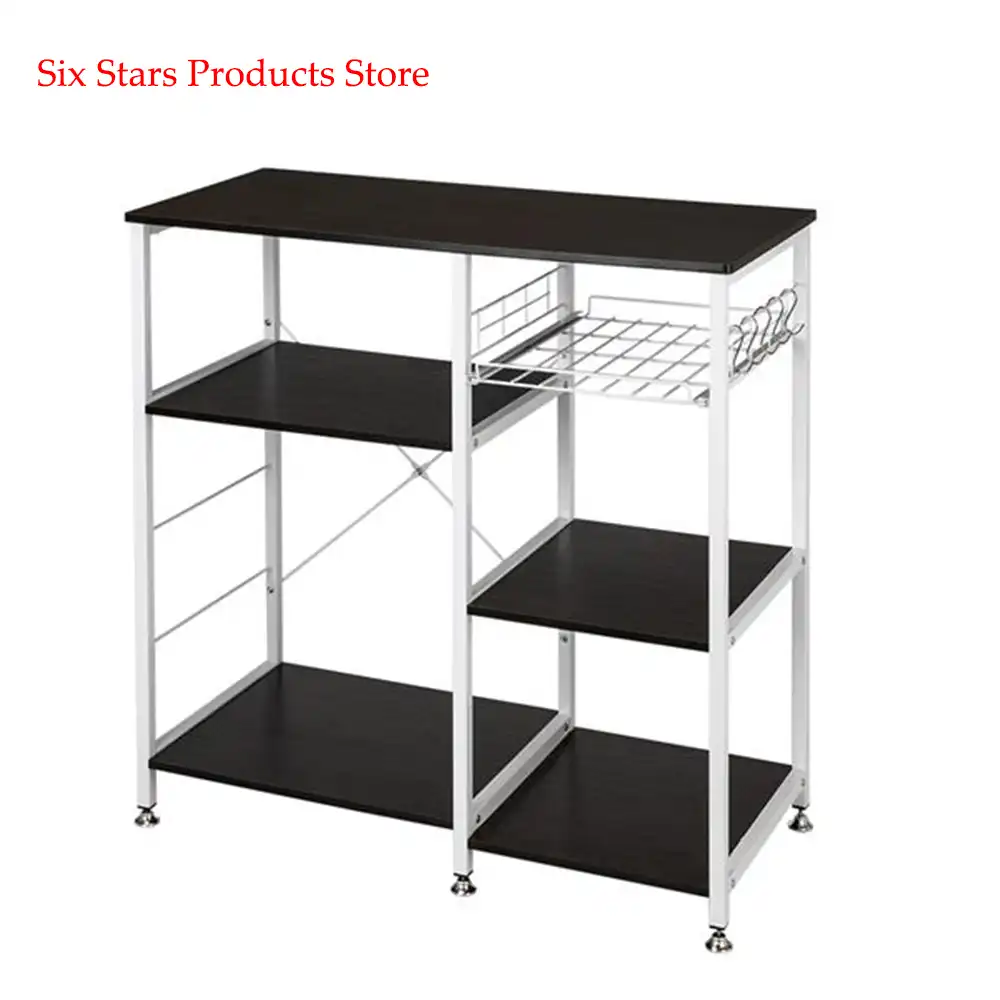 Steel Plate Type Wine 3-Tier Bakers Rack Microwave Cart Oven Stand with 3 Hanging Hooks /& Spice Rack for Kitchen Storage Wine Amiley 【Ship from USA】