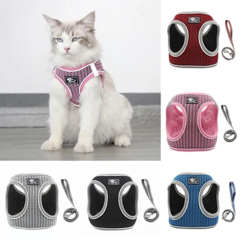 

Cat Dog Vest Harness Air-Mesh Breathable Reflective Dog Harness and Leash No-Pull Step-in Harness Padded Vest Small Medium Dogs