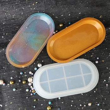 

Crystal Epoxy Resin Mold Storage Box Jewelry Tray Casting Silicone Mould DIY Crafts Dishes Plate Making Tool