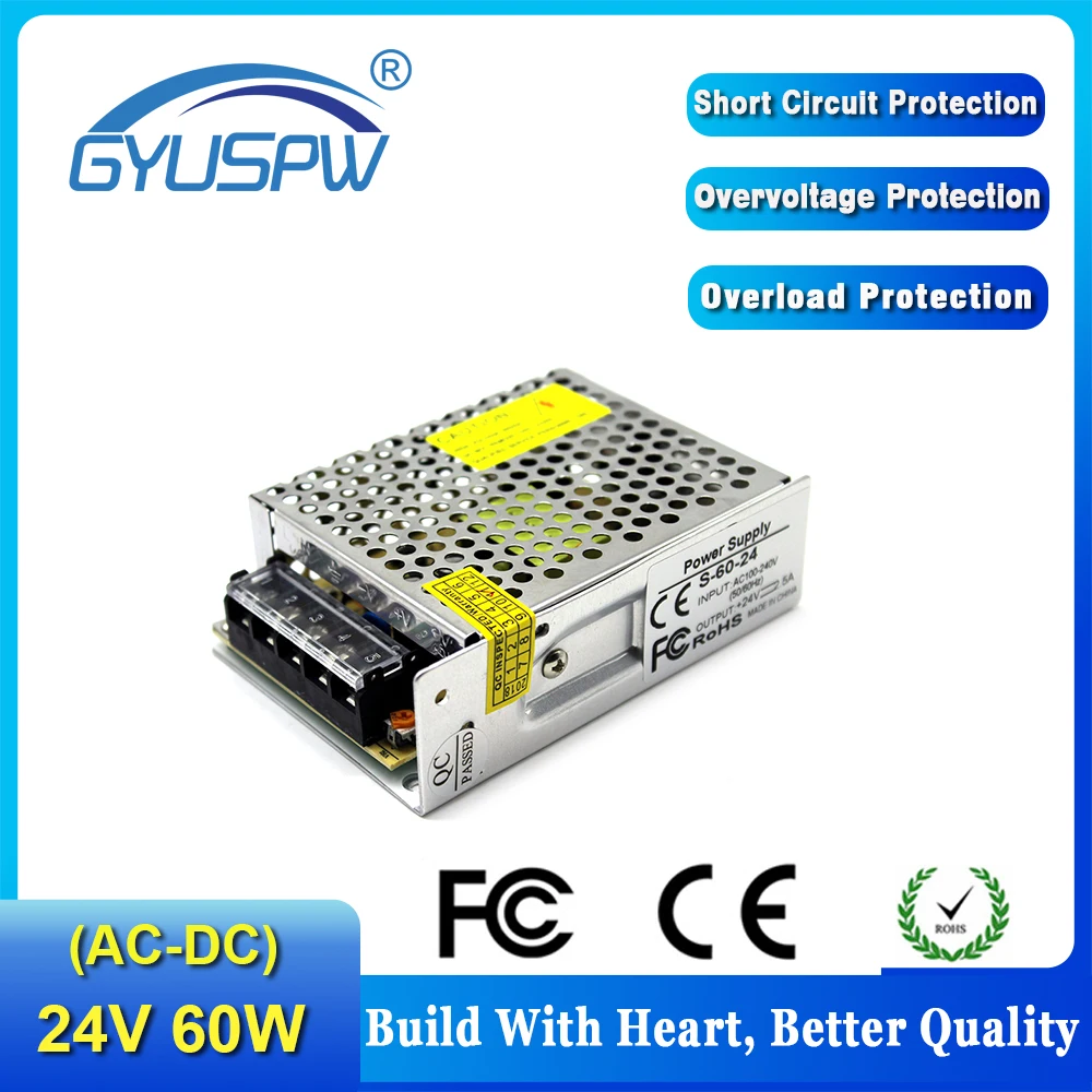 DC Power Supplies 24V 2.5A 60W LED Driver Supply Switching Lighting Transformers 100-240V AC-DC SMPS For 3D Printer CNC | Обустройство