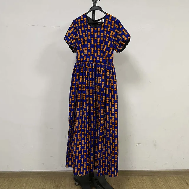 New African Women's Dress National Characteristics Batik Printed Polyester Half Skirt Short Dress Dress as picture