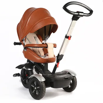 

Multifunctional children's tricycle baby bicycle 6 months-8 years old infants and children 360 degree rotating PU trolley