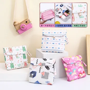 

Girls Diaper Sanitary Napkin Storage Bag Canvas Sanitary Pads Package Bags Coin Purse Jewelry Organizer Credit Card Pouch Case