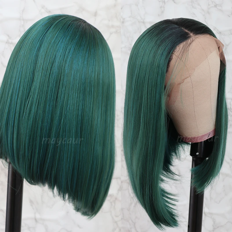 ombre green synthetic lace front wig