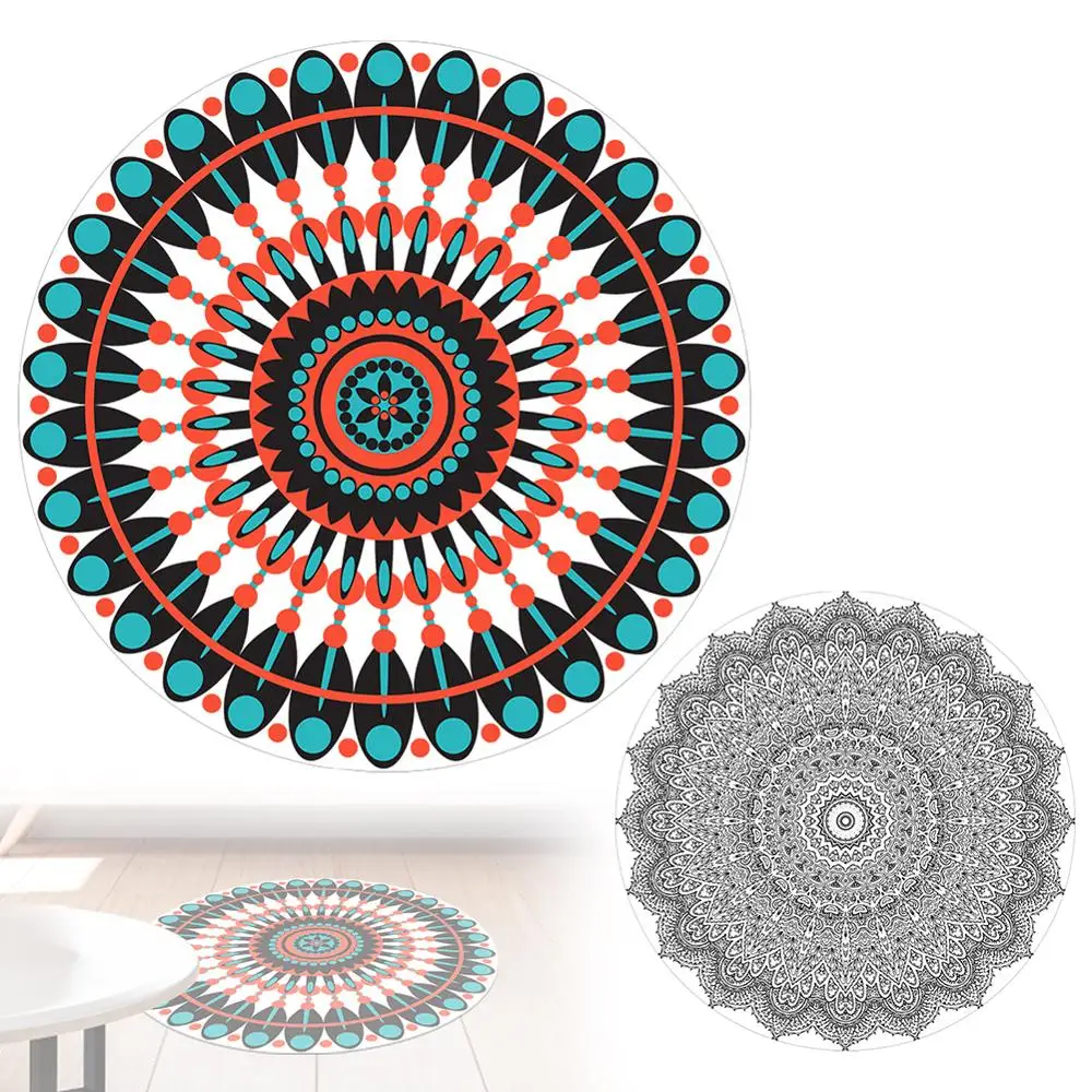 

Retro and Ethnic Design, Round Geometric Pattern, Printed Carpet,Bathroom, Lliving Room, Bedroom, Baby Non-slip Crawling Mat