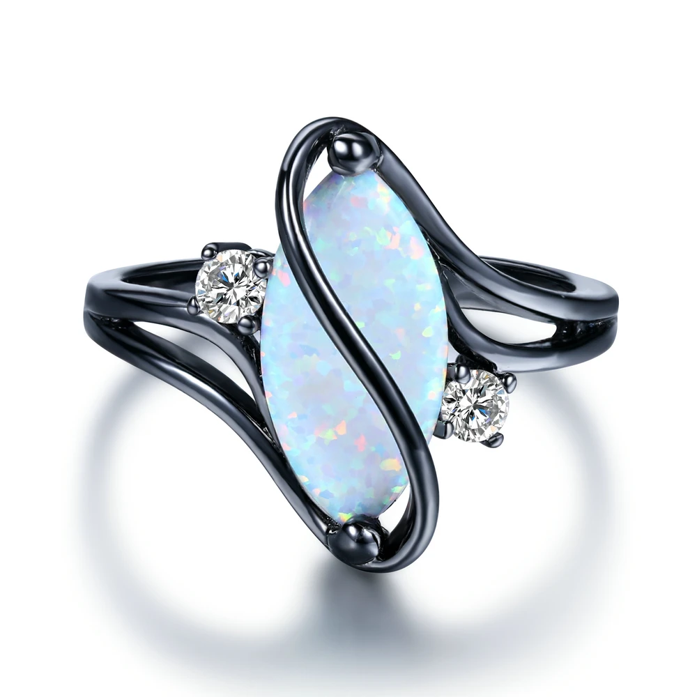 

Ring For Women Oval Opal Stone Cubic Zirconia Black Gold Color Rings Fashion Jewelry Party Gift 2018 Hot Sale ZYR642