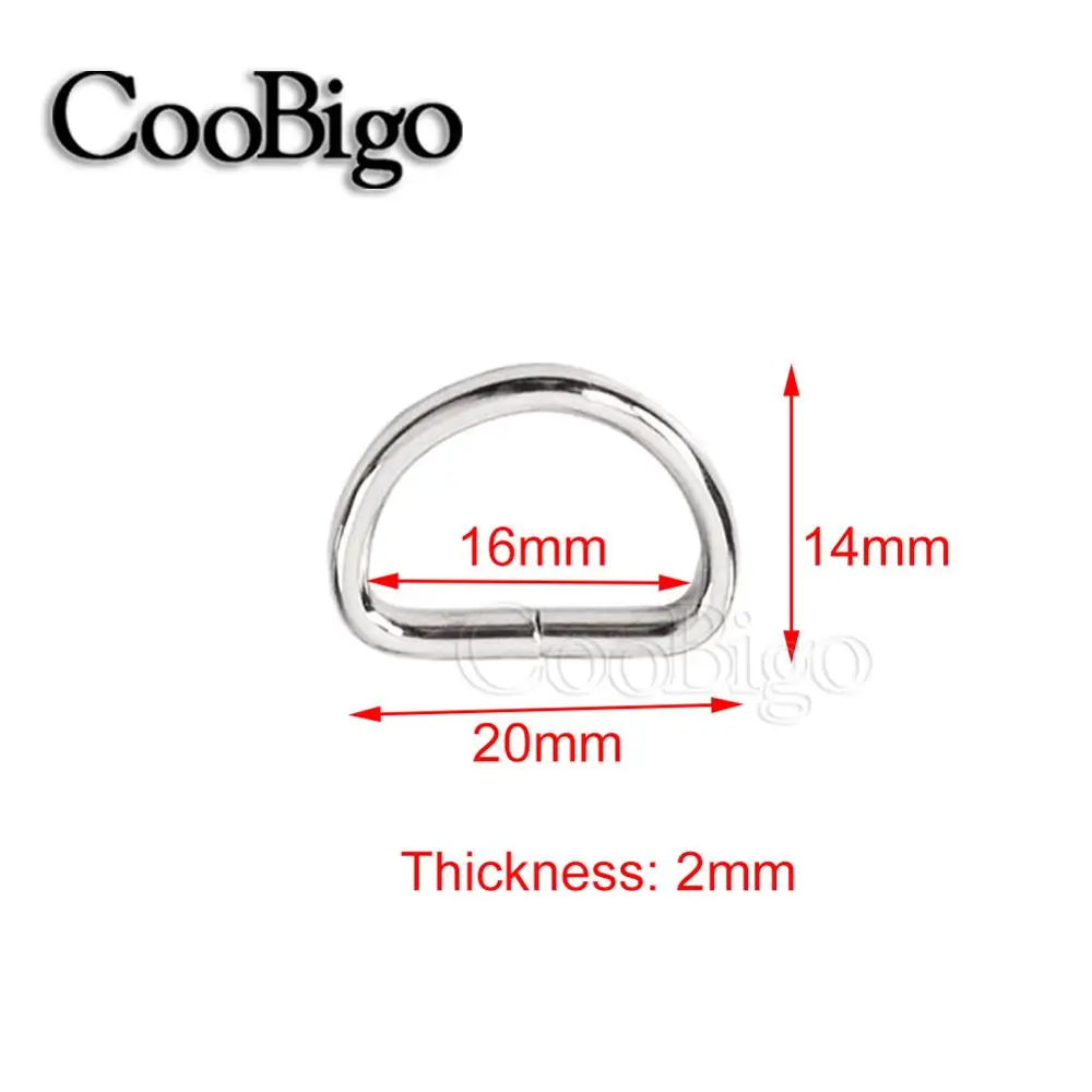 16mm Silver 20 шт. 3/"~ 1" Dee D кольцо металлическая пряжка ЛЯМКИ рюкзак сумка кожевенное ремесло ремень ошейник для домашних животных DIY Швейные детали аксессуары - Цвет: 16mm Silver
