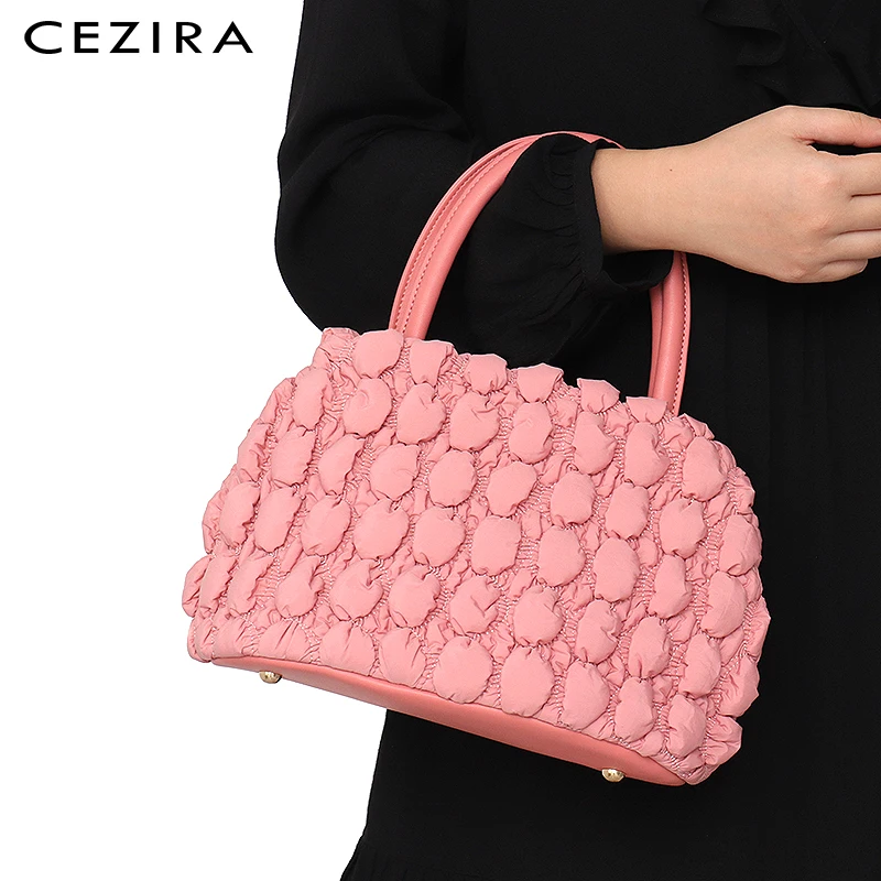 

CEZIRA Small Cute Handbags For Girls Brand Design Nylon Pattern Top-handle Shell Bag Ladies PU Leather Sweet Totes Crossbody Bag