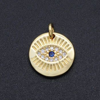 

5pcs/lot 11mm 100% CZ Zircon DIY Jewelry Evil Eye Charm Pendant Wholesale Jewellwery Finding Supplies