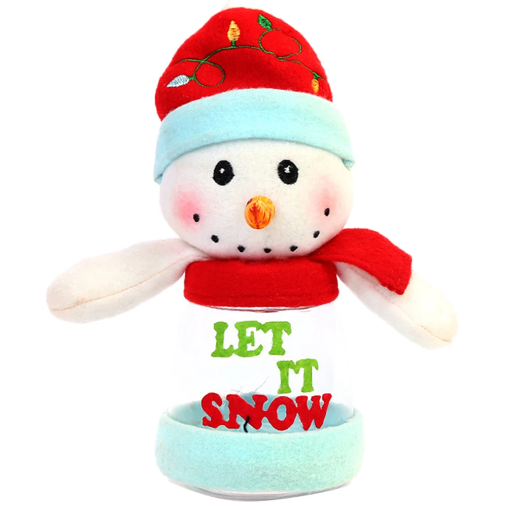 Christmas Tree Santa Snowman Pattern Transparent Candies Jar Storage Bottle Gift Boxes