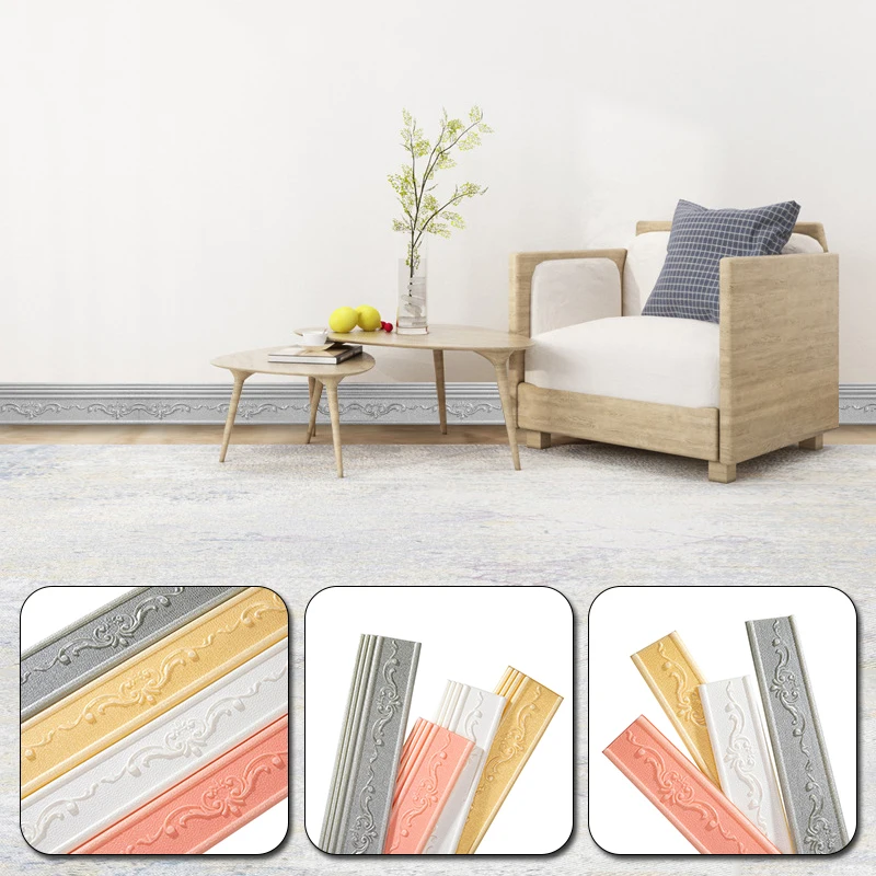 3DPatternStickerWallTrimLineSkirtingBorderDecorationSelf