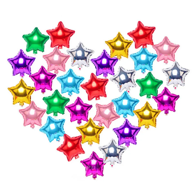 

20pcs/lot 10inch Star Heart Foil Balloons Wedding Birthday Party Backdrop Decor Air Inflatable Globos Child Gifts Toy Supplies