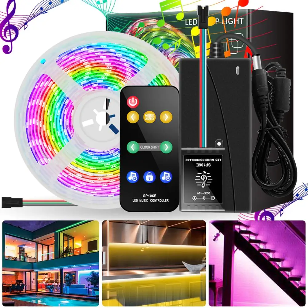 

LED Strip Lights with Music Sync 32.8ft Dream Color Changing LED Strip Lights with Remote Flexible Strip Lights for Bar Home De