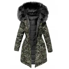 Женская зимняя куртка с капюшоном, зимнее пальто, парка, Женская свободная парка с меховым воротником, куртки с хлопковой подкладкой