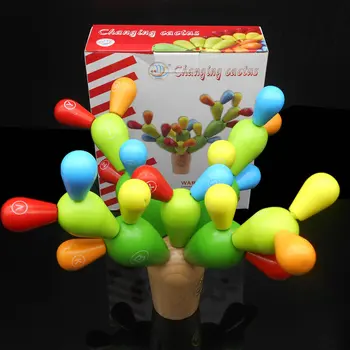 

Free shipping Child Classic Wooden Blocks CHANGING CACTUS toy Model Building Kits Disassembly assembly alphabet blocks kids toys